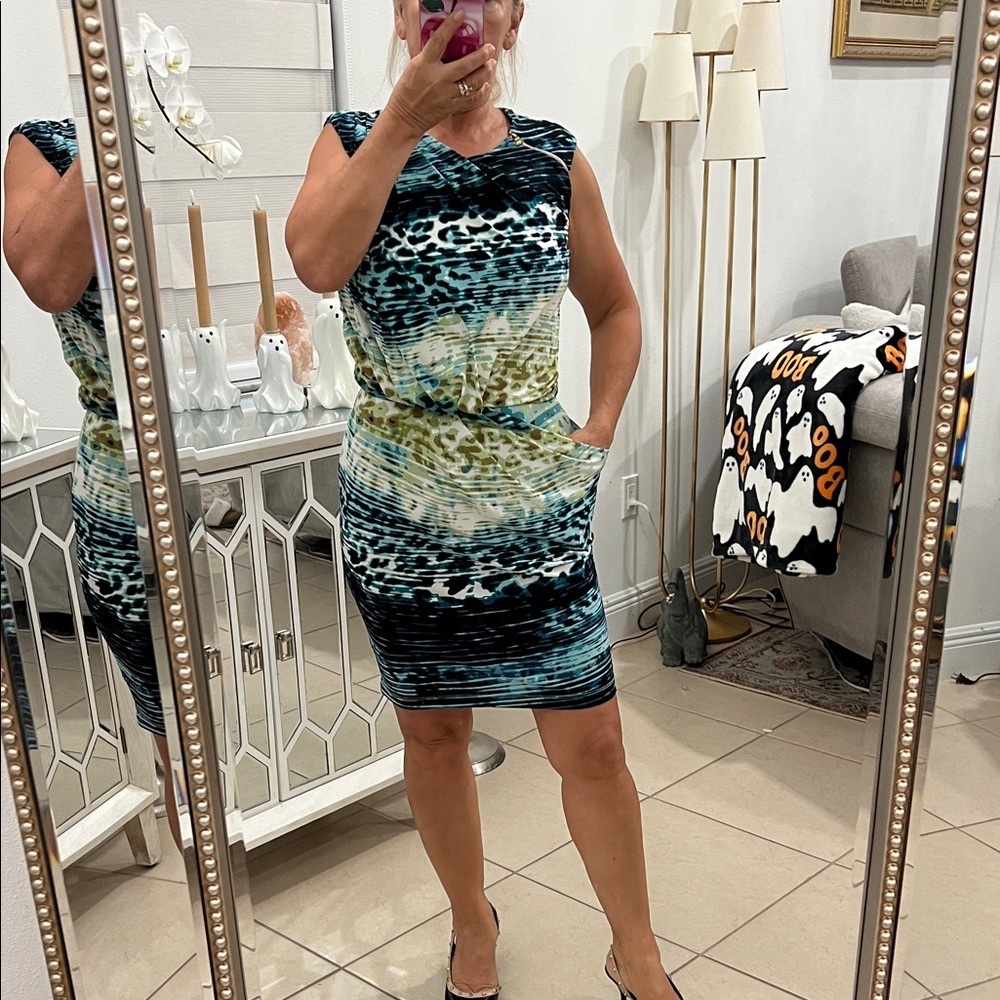 Guess Multicolor Abstract Midi Dress